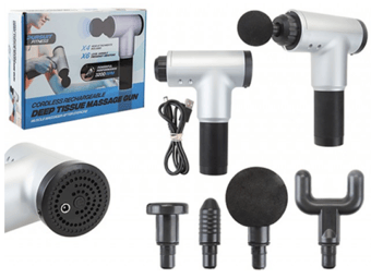 picture of Deep Tissue Massage Gun - With 4 Attachments - 6 Speed - 1500mAh - USB Cable Included - [PI-929050] - (DISC-W)