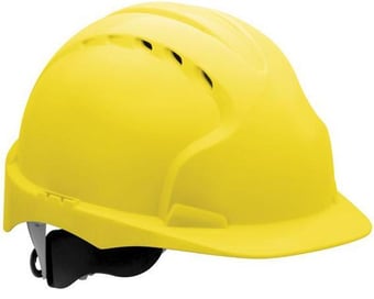 Picture of JSP - The New EVO 3 Vented - Yellow Hard Hat - Standard Peak & 3D Wheel Ratchet Adjustment Harness - [JS-AJF170-000-200]