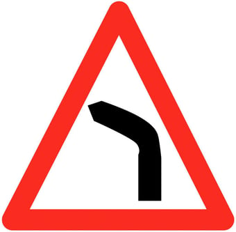 picture of Traffic Left Turn Triangle Sign - Class 1 Ref BSEN 12899-1 2001 - 600mm Tri. - Reflective - 3mm Aluminium - [AS-TR71-ALU]