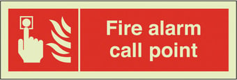 picture of Photoluminescent Fire Alarm Call Point Sign - 300 X 100Hmm - Self Adhesive Rigid Plastic - [AS-PH31-SARP]