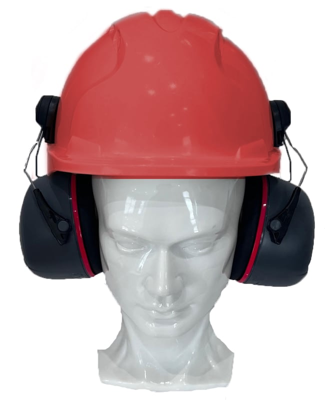 Jsp Evo3 Red Vented Hard Hat With Sonis 3 Helmet Mounted Ear Defenders - [IH-EVO3RSONIS3]
