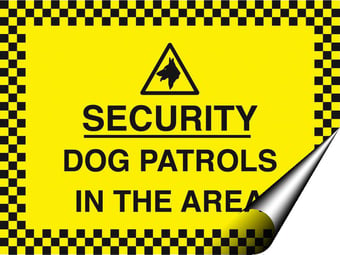 picture of Security Dog Patrols in the Area Sign - 400 x 300Hmm - Self Adhesive Vinyl - [AS-SEC12-SAV]
