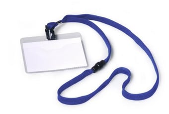 Picture of Durable Name Badge with Textile Badge Necklace - 60 x 90mm - Dark Blue -  Pack of 10 - [DL-813907]