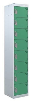 picture of QMP Tool Charging Locker - Solid Door - RCD Plug - 8 Compartment - Green - 1800H x 450W x 450D mm - [QM-BR1845458GSX]