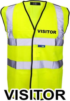 picture of Visitor Printed Front and Back in Black - Yellow Hi Visibility Vest - ST-35241-VIS