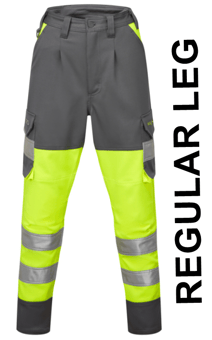 picture of Beckamoor EcoViz CL 1 Stretch Womens Poly/Cotton Cargo Trousers Yellow/Grey - Regular Leg - LE-CL04-Y/GY-R