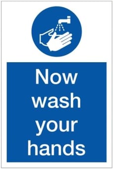 Picture of Now Wash Your Hands Sign - 200 x 300Hmm - Rigid Plastic - [AS-HY13-RP]