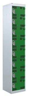 picture of QMP Tool Charging Locker - Perforated Door - Standard Plug - 8 Compartment - Green - 1800H x 300W x 450D mm - [QM-BL1830458GPX]