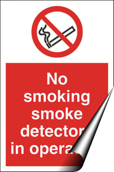 Picture of No Smoking Detectors Sign - 200 x 300Hmm - Self Adhesive Vinyl - [AS-PR12-SAV]