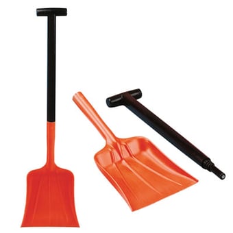 picture of Two Part ORANGE Salt and Snow Shovel - Orange - T Handle - Rust and Rot Proof - Virtually Unbreakable - [HM-GP02] - (HP)