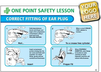 Picture of Correct Fitting Of Ear Plug Poster - WITH YOUR LOGO - 600 x 400Hmm - Encapsulated - [AS-OPS2]