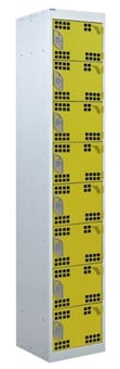 picture of QMP Tool Charging Locker - Perforated Door - RCD Plug - 8 Compartment - Yellow - 1800H x 300W x 450D mm - [QM-BR1830458YPX]