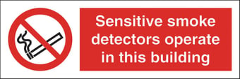 Picture of Smoke Detectors Operate in Building Sign LARGE - 600 X 200Hmm - Rigid Plastic - [AS-PR320-RP]
