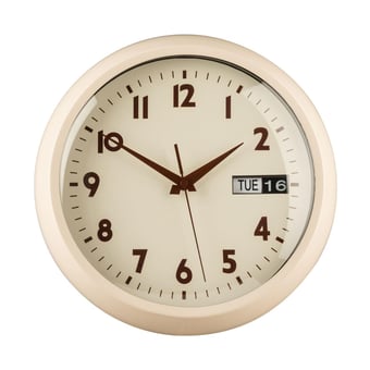 picture of Interiors by Premier Day And Date Metal Wall Clock - Cream - [PRMH-BU-X2200X853] - (DISC-W)