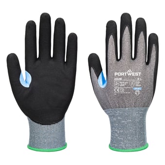 picture of Portwest A648 - CS Cut D21 Nitrile Glove - Pair - Grey/Black - PW-A648G8R