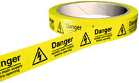 Picture of Hazard Labels On a Roll - Danger Isolate Main Supply Before Opening - Self Adhesive Vinyl - 100 per Roll - Choice of Sizes - AS-WA170