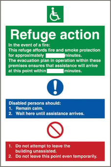 Picture of Fire Refuge Action Sign - 200 X 300Hmm - Rigid Plastic - [AS-RG11-RP]
