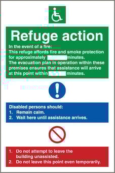 Picture of Fire Refuge Action Sign - 200 X 300Hmm - Rigid Plastic - [AS-RG11-RP]
