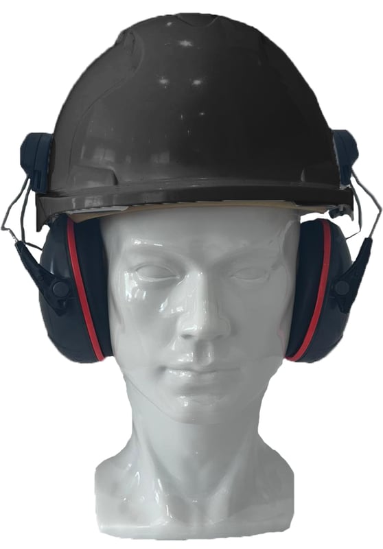 Jsp Evo3 Black Vented Hard Hat With Sonis Compact Helmet Mounted Ear Defenders - [IH-EVO3BSONISC]