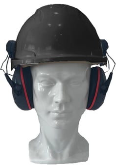 picture of Jsp Evo3 Black Vented Hard Hat With Sonis Compact Helmet Mounted Ear Defenders - [IH-EVO3BSONISC]