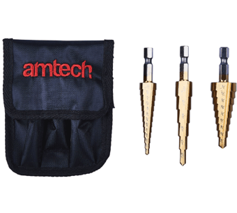 picture of Amtech 3 Piece High Speed Steel Step Drill Set - [DK-F0785]