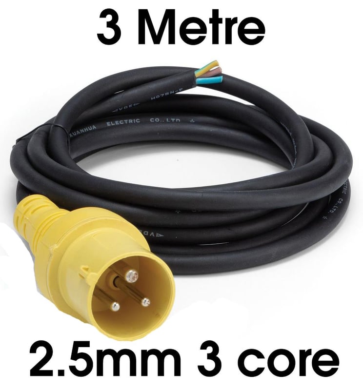 picture of Elite 110 Volt 2.5mm 16 Amp 3 Metre 3 Core Moulded Plug Power Tool Lead - [HC-PTL2.53C]