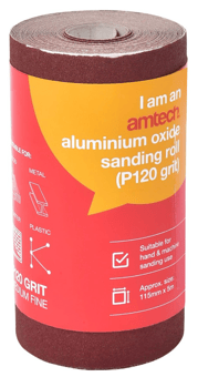 picture of Amtech Aluminium Oxide Sanding Roll 115mm x 5m - P120 Grit - [DK-V4115]