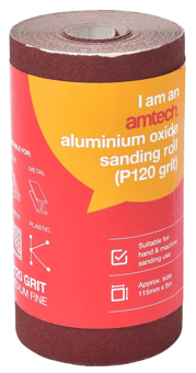 Picture of Amtech Aluminium Oxide Sanding Roll 115mm x 5m - P120 Grit - [DK-V4115]