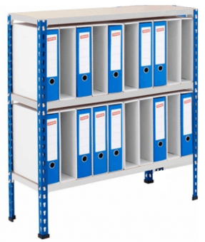 picture of BiGDUG BiG340 20 Lever Arch File Shelving - 915h x 915w x 305d mm - 3 Levels - Blue & Grey - [BDU-B3LA20BG]