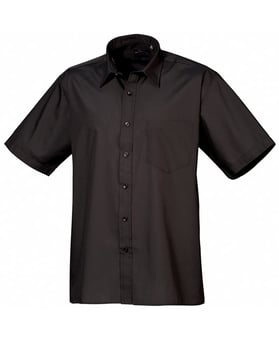 picture of Premier PR202 Short Sleeve Poplin Shirt - Black - RLW-PR202BLAC