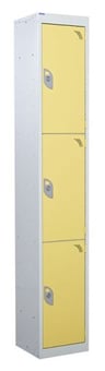 picture of QMP Standard Locker - 3 Compartment - Yellow Doors - 1800H x 300W x 450D mm - [QM-LS1830453YXX]