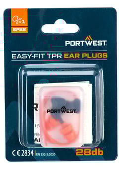 picture of Portwest EP22 Easy Fit TPR Corded Ear Plugs - 1 Pair - Orange - [PW-EP22ORR]