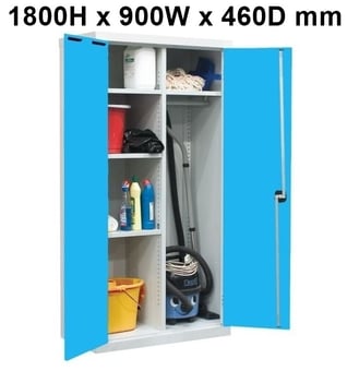 picture of QMP Utility Cupboard - Light Blue Doors - 3 Shelves - 1800H x 900W x 460D mm - [QM-CU189046ZUXX]