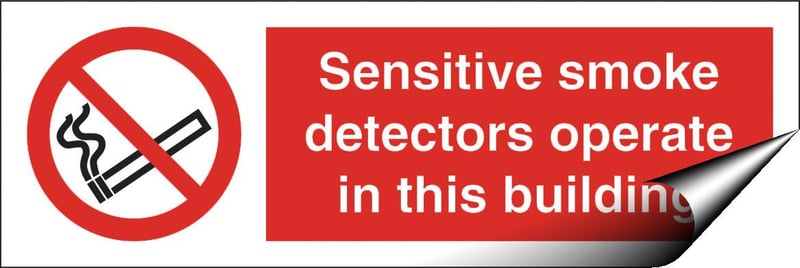 picture of Smoke Detectors Operate in Building Sign LARGE - 600 X 200Hmm - Self Adhesive Vinyl - [AS-PR320-SAV]