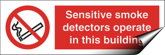 Picture of Smoke Detectors Operate in Building Sign LARGE - 600 X 200Hmm - Self Adhesive Vinyl - [AS-PR320-SAV]