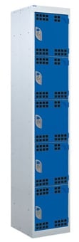 picture of QMP Tool Charging Locker - Perforated Door - RCD Plug - 5 Compartment - Dark Blue - 1800H x 300W x 450D mm - [QM-BR1830455BPX]