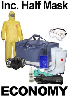 picture of PROFESSIONAL Economy Ebola Clean Up Safety Kit In Spacious Work Bag - With Half Mask - IH-EBOLAKIT-HM-ECO