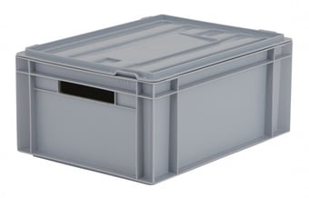 picture of BiGDUG Euro Stacking Box with Hinged Lid - 180h x 300w x 400d mm - 15L - Grey - [BDU-BNB4316LG] - (LP)