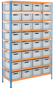 picture of BiGDUG BiG340 Shelving - 1980h x 1220w x 455d mm - 32x 15L Euro Containers - [BDU-UZK612432]