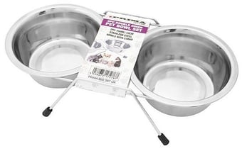 Picture of Prima Stainless Steel Double Diner Pet Bowl Set 3pc 750ml - [PD-17276C]