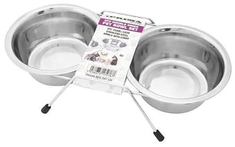 Picture of Prima Stainless Steel Double Diner Pet Bowl Set 3pc 750ml - [PD-17276C] - (DISC-R)