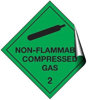 picture of Hazchem & Transport Labels - Non-Flammable Compressed Gas - 100 X 100Hmm - Self Adhesive Vinyl - [AS-DA42-SAV]
