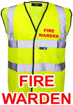 picture of Value Fire Warden Printed Front and Back in Red - Yellow Hi Visibility Vest - HT-HVAL-P-FIRE-WARDEN - (NICE)