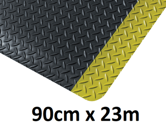 picture of Kumfi Tough Premium Anti-Fatigue Mat Black/Yellow - 90cm x 23m Roll - [BLD-KU375BY]