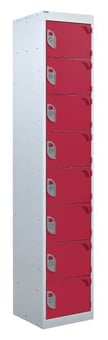 picture of QMP Tool Charging Locker - Solid Door - Standard Plug - 8 Compartment - Red - 1800H x 450W x 450D mm - [QM-BL1845458RSX]