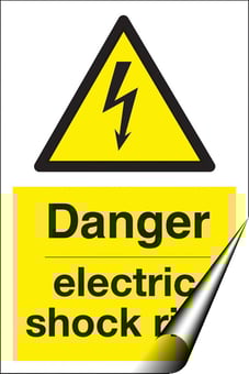 picture of Danger Electric Shock Risk Sign - 200 x 300Hmm - Self Adhesive Vinyl - [AS-WA13-SAV]