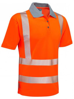 picture of LEO Woolacombe Orange Hi-Vis Polo Shirt  Short Sleeved - LE-P03-O