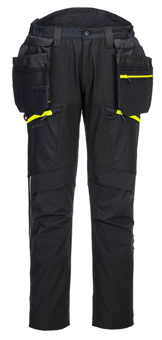 picture of Portwest DX450 - DX4 Detachable Holster Pocket Softshell Trousers Black - PW-DX450BKR