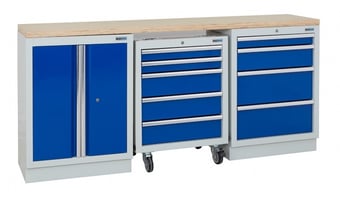 picture of BiGDUG 2041mm Wide Workbench - 1x Roll Cabinet - 4 Drawer Cabinet - Multiplex Worktop - [BDU-TGC1R3GBM] - (LP)