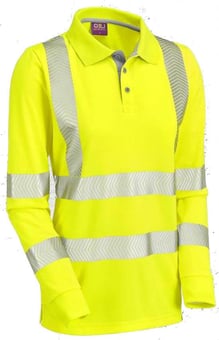 picture of Pollyfield Class 2 Coolviz Plus Ladies Sleeved Yellow Polo Shirt - LE-PL08-Y